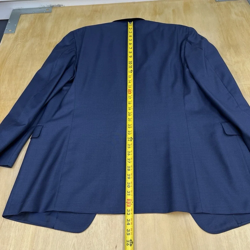 Hickey Freeman Custom Suit Mens 48L Tailored Fit Cuffed Pleated Pants 37x33 Navy